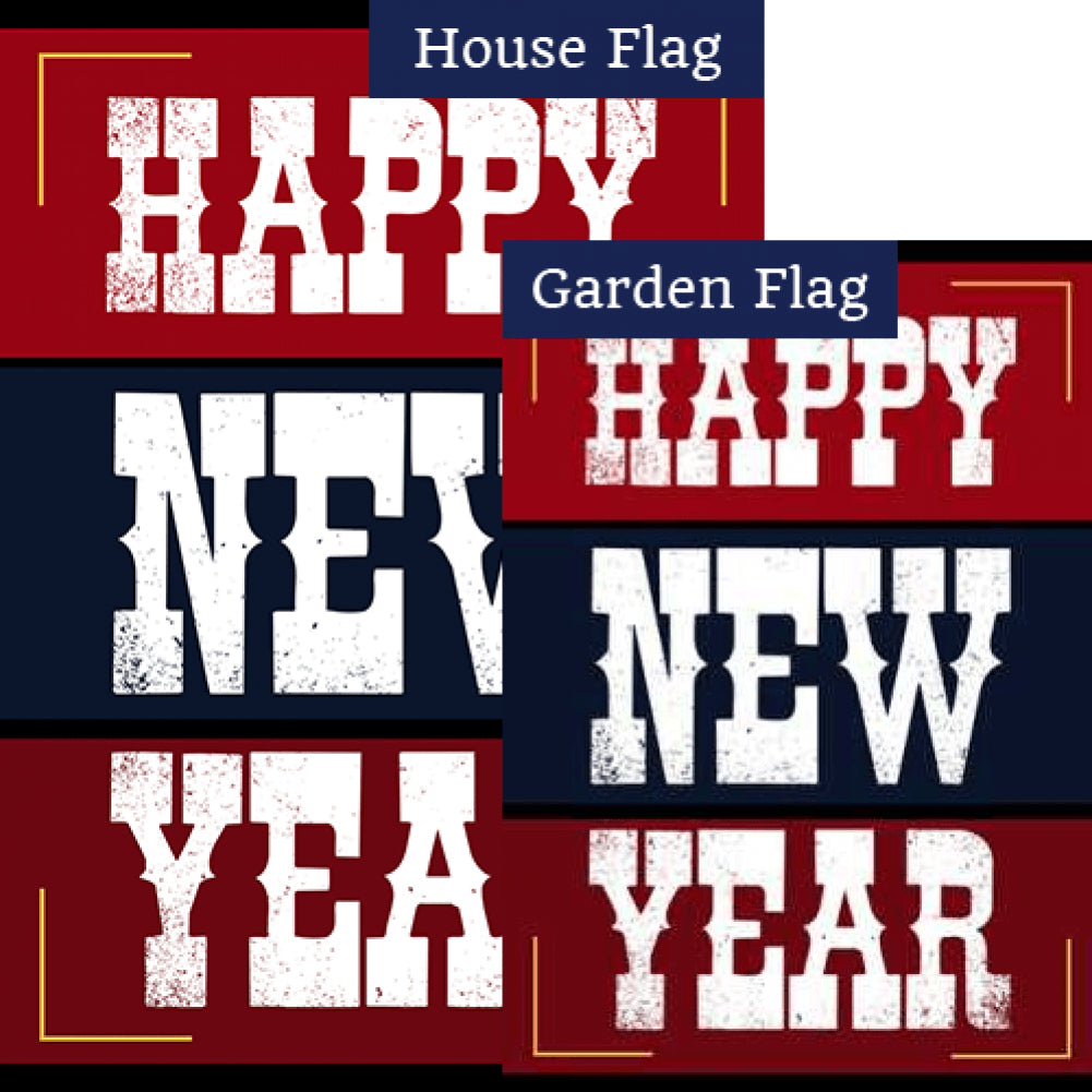 Country New Year Double Sided Flags Set (2 Pieces)