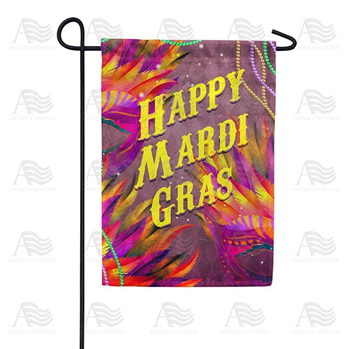 Mardi Gras Feather Masks Double Sided Garden Flag