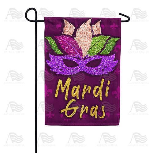 Glitzy Mardi Gras Mask Double Sided Garden Flag