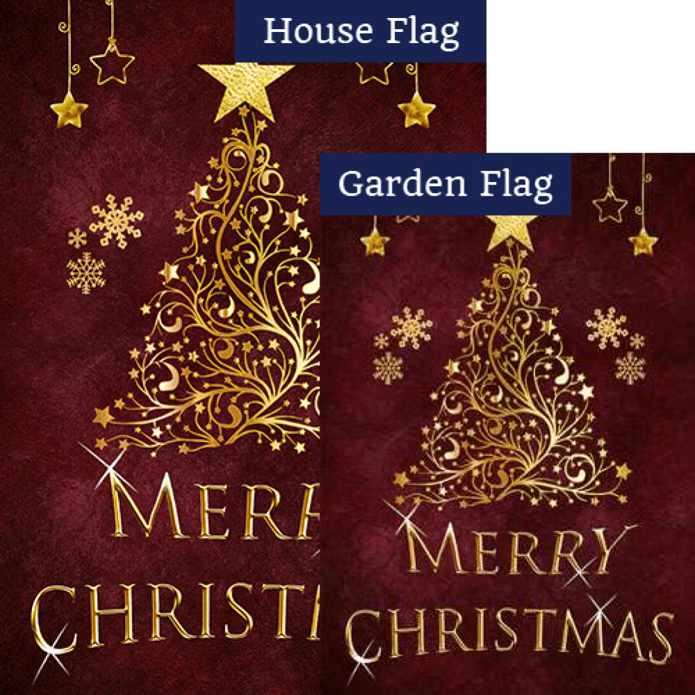 Golden Christmas Double Sided Flags Set (2 Pieces)