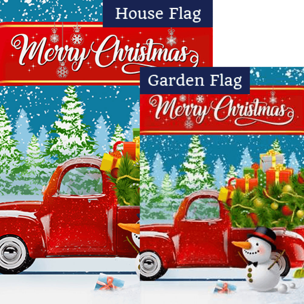 Snowman Delivers Gifts Double Sided Flags Set (2 Pieces)