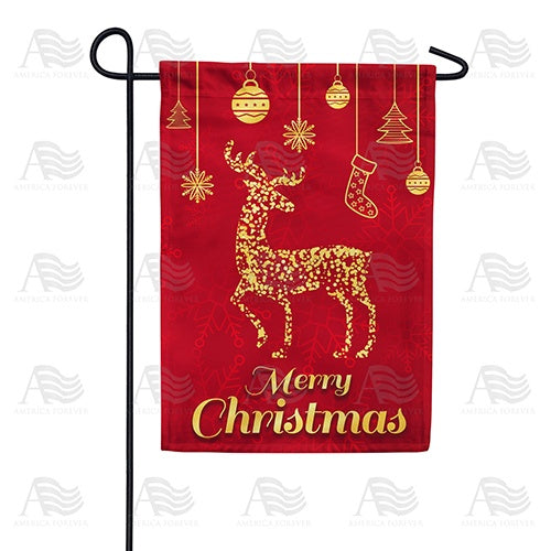 Gold Reindeer Double Sided Garden Flag