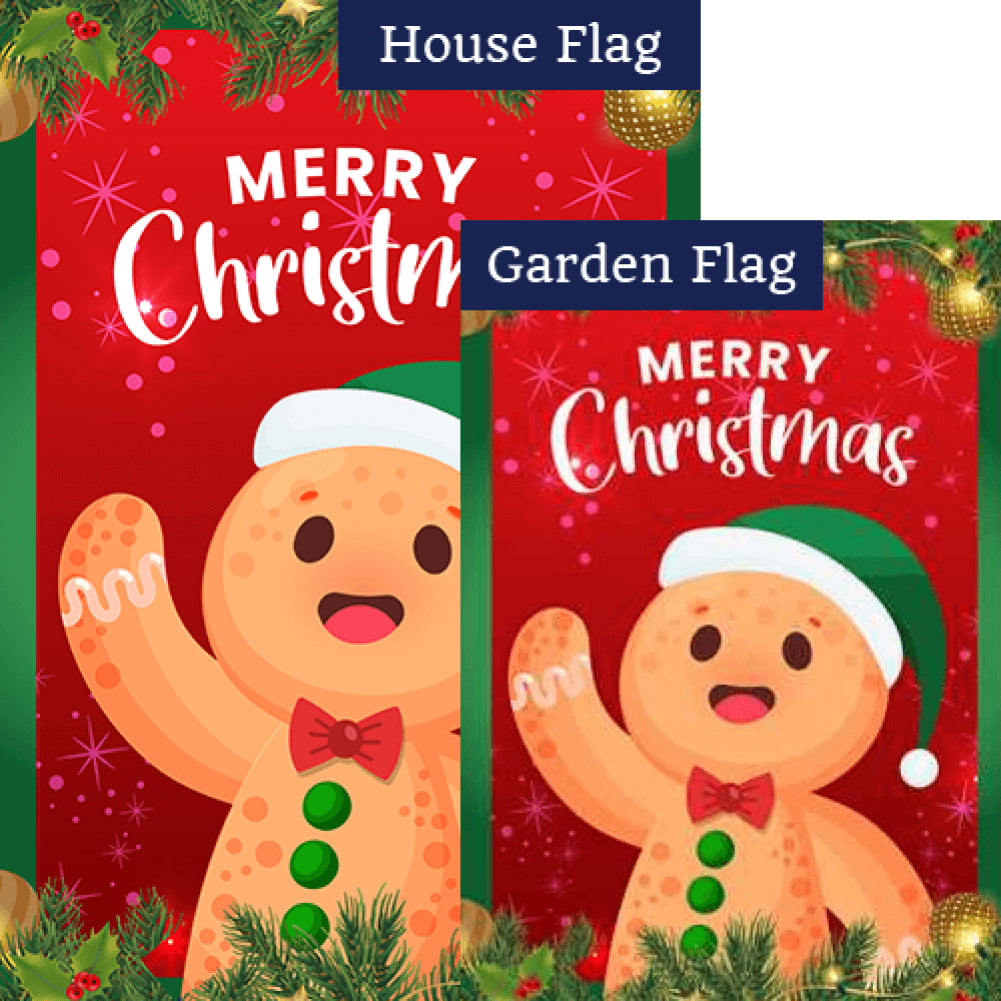 Waving Gingerbread Man Double Sided Flags Set (2 Pieces)