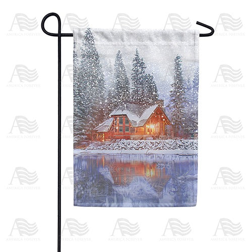Winter At Lake House Double Sided Garden Flag