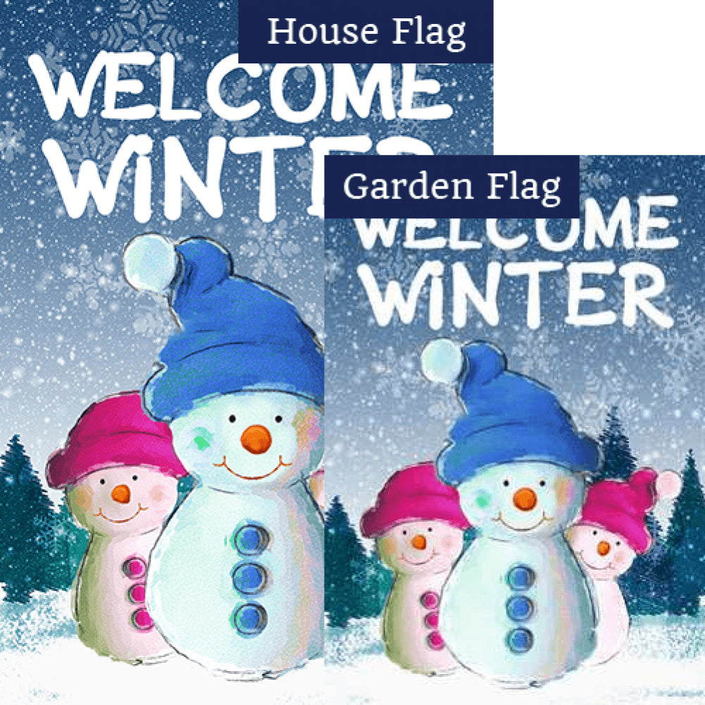 Smiling Snowmen Double Sided Flags Set (2 Pieces)