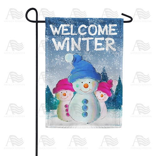 Smiling Snowmen Double Sided Garden Flag