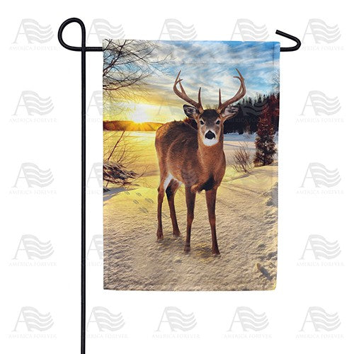 The Winter Buck Stops Here Double Sided Garden Flag