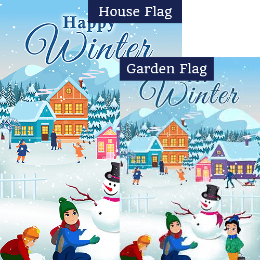 Winter Fun Land Double Sided Flags Set (2 Pieces)