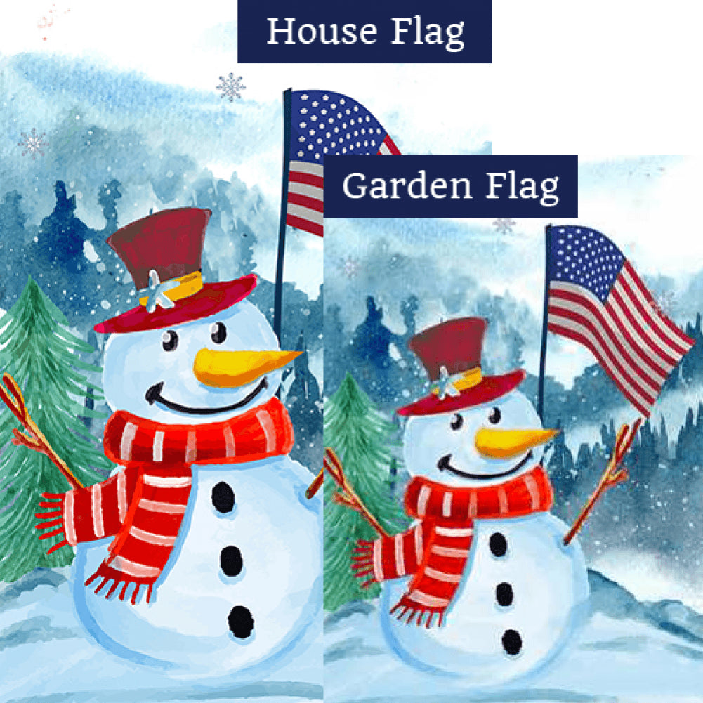 Patriotic Snowman Double Sided Flags Set (2 Pieces)
