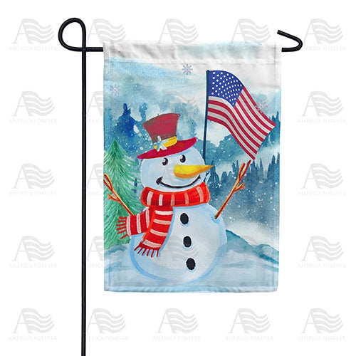 Patriotic Snowman Double Sided Garden Flag