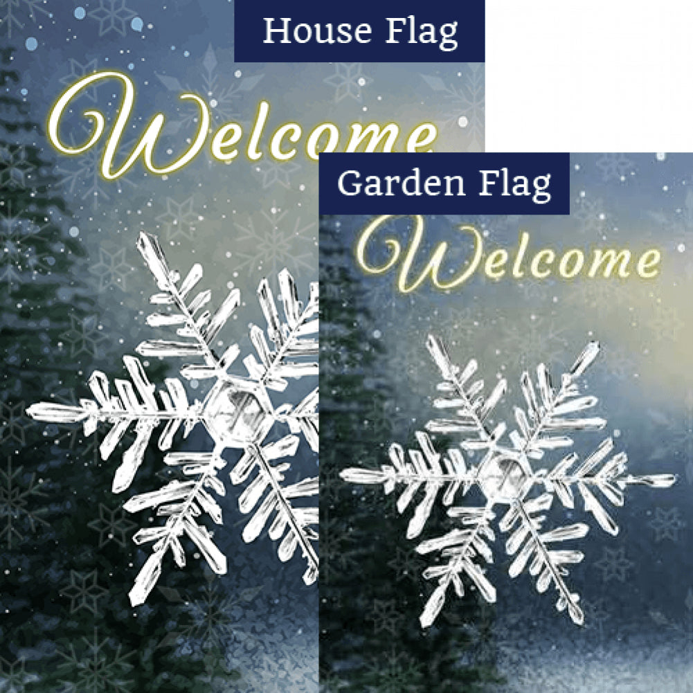 Silver Snowflake Double Sided Flags Set (2 Pieces)