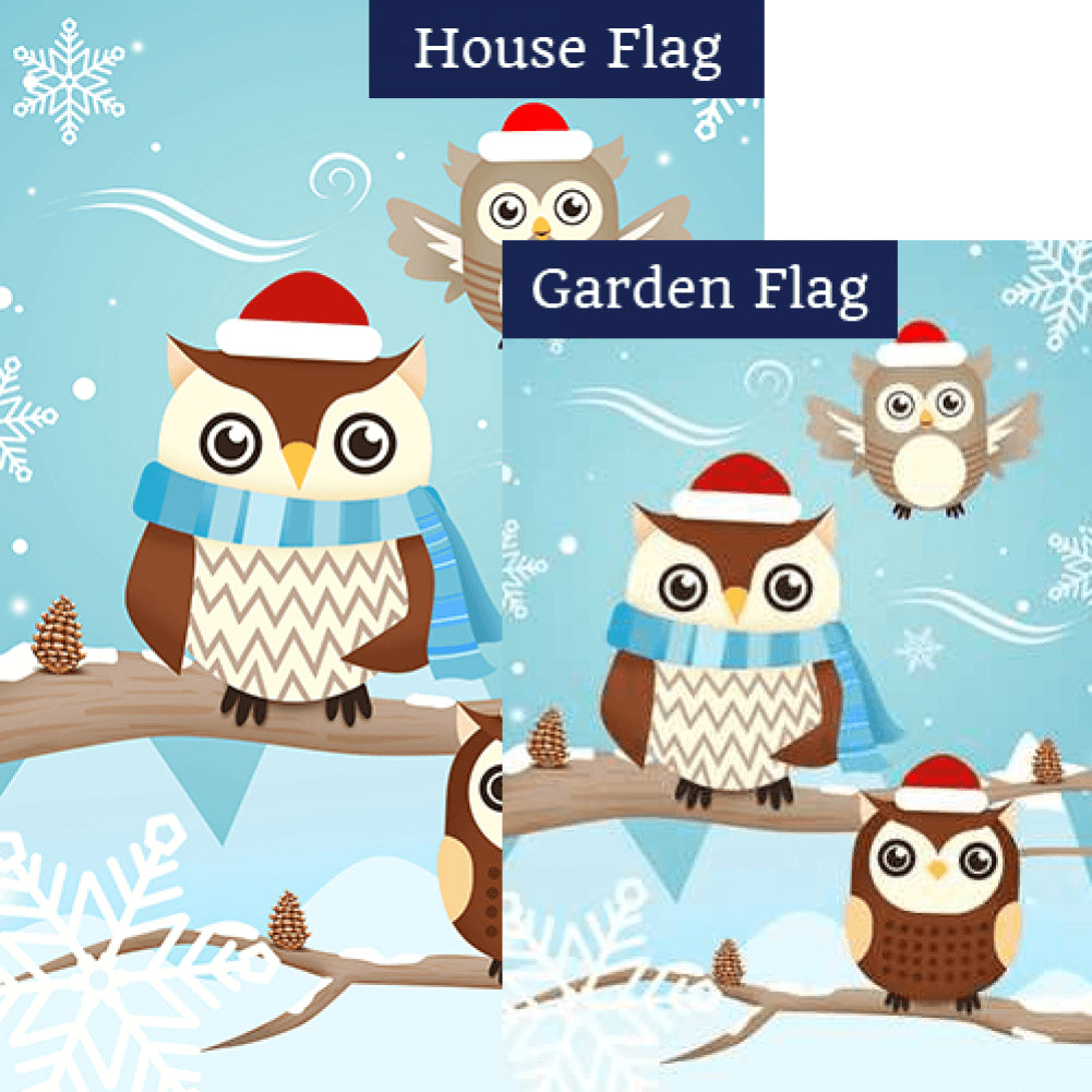 "Owl" Be Warm This Winter Double Sided Flags Set (2 Pieces)