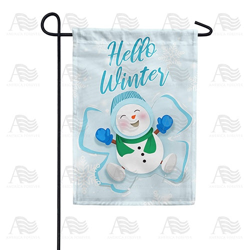 Snowman Snow Angel Double Sided Garden Flag