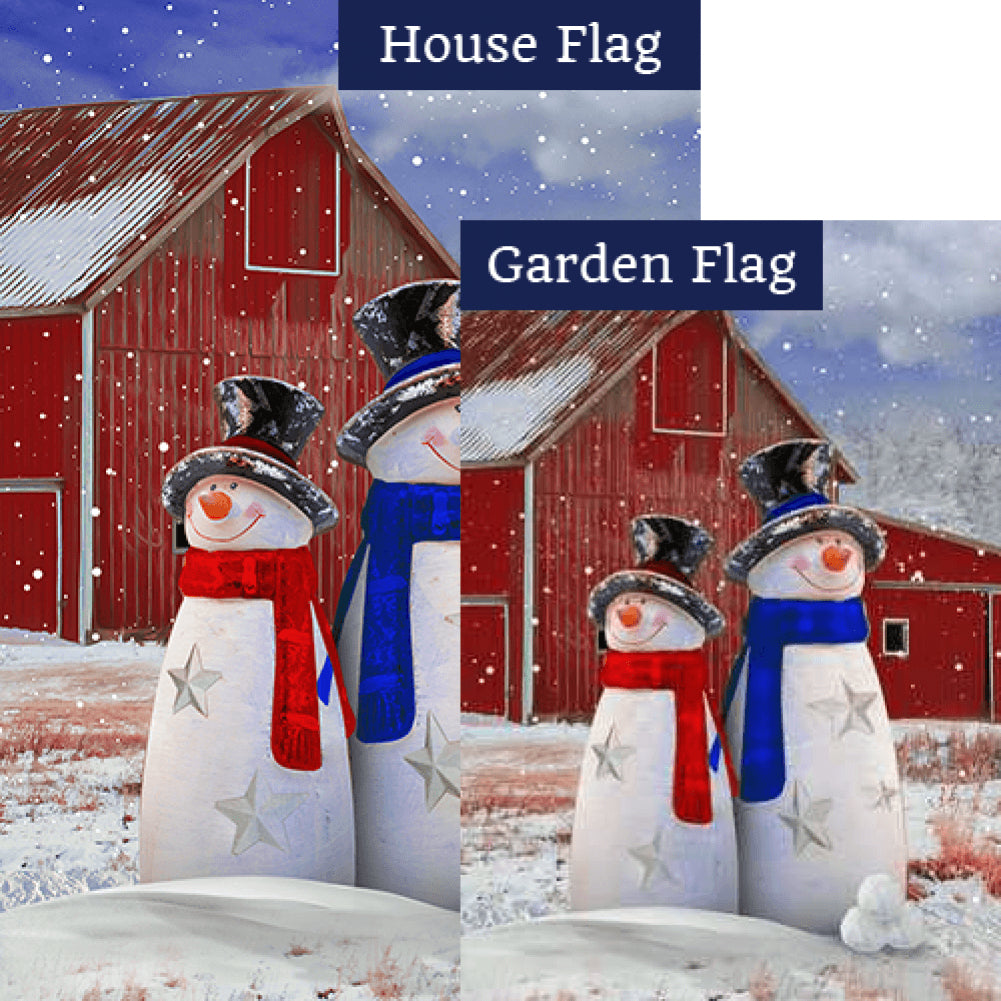 Mr & Mrs. Patriotic Snowman Double Sided Flags Set (2 Pieces)