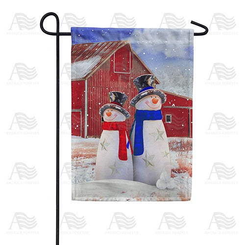 Mr & Mrs. Patriotic Snowman Double Sided Garden Flag