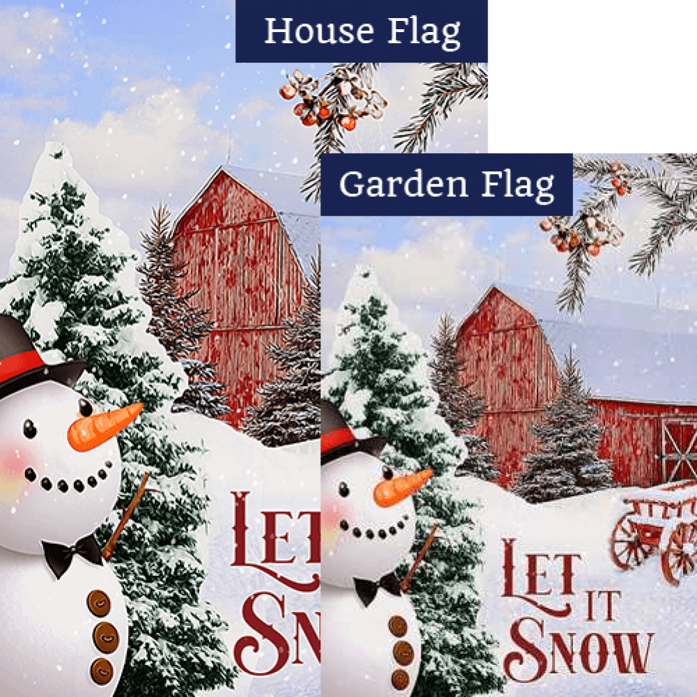 Let It Snow At The Barn Double Sided Flags Set (2 Pieces)