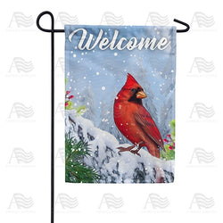 Welcome Winter Cardinal Double Sided Garden Flag