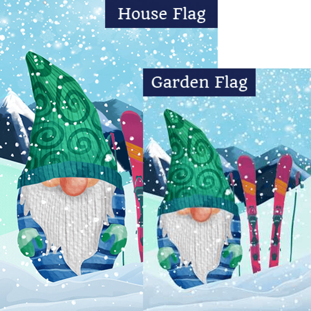 Skiing Gnome Double Sided Flags Set (2 Pieces)