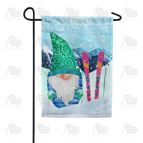 Skiing Gnome Double Sided Garden Flag
