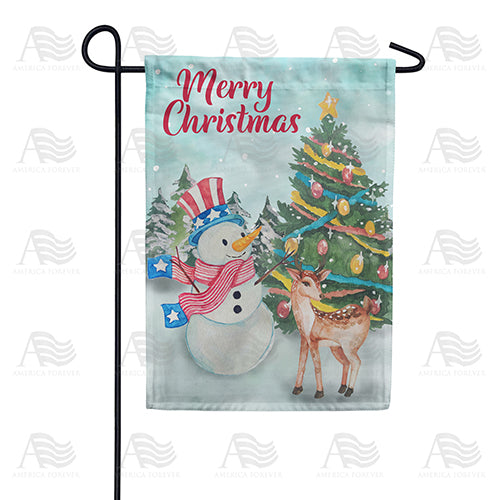 American Snowman Christmas Double Sided Garden Flag