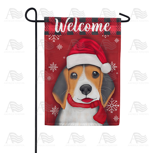 Santa Beagle Double Sided Garden Flag