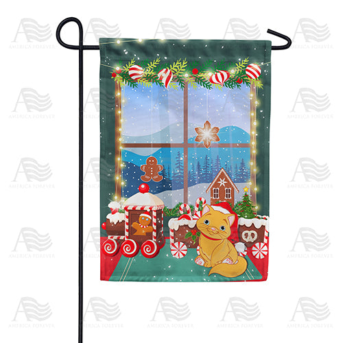 Gingerbread Train Double Sided Garden Flag