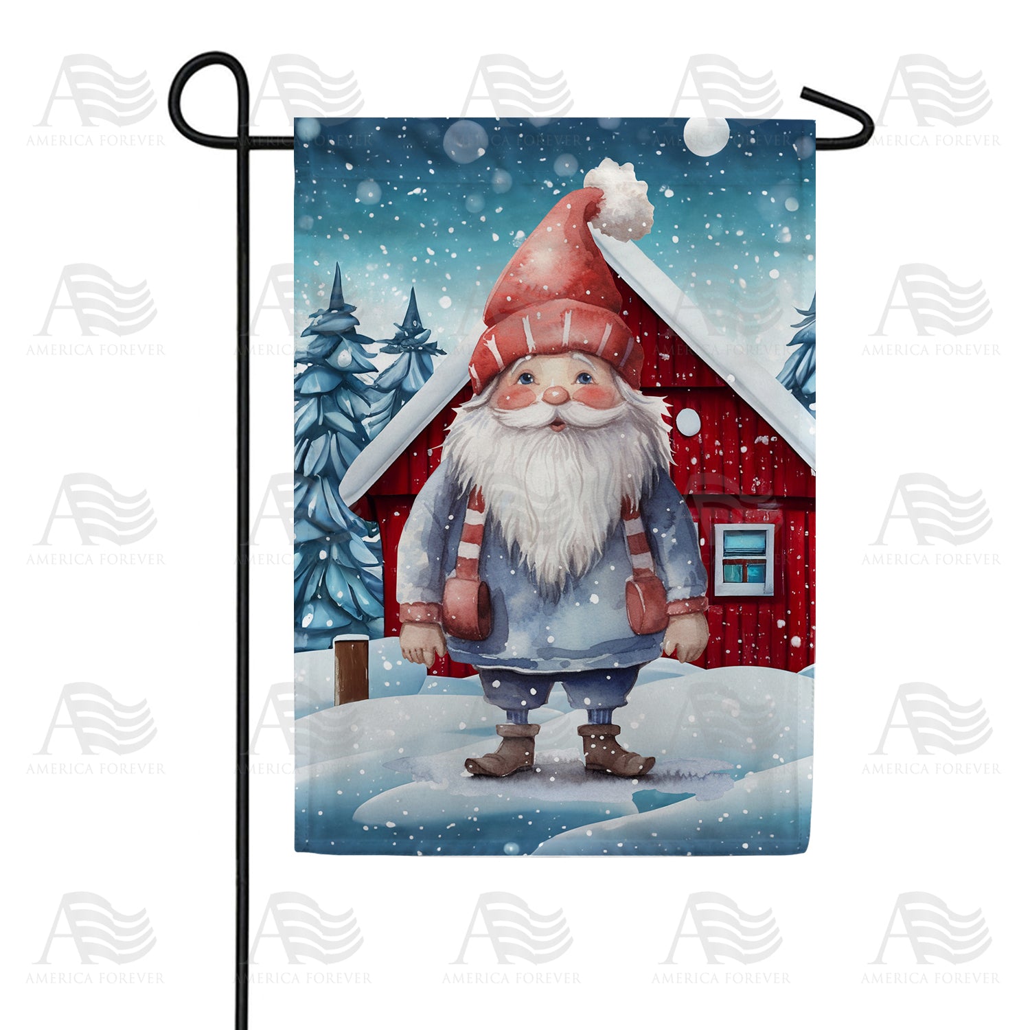 Gnome Winter Chalet Double Sided Garden Flag