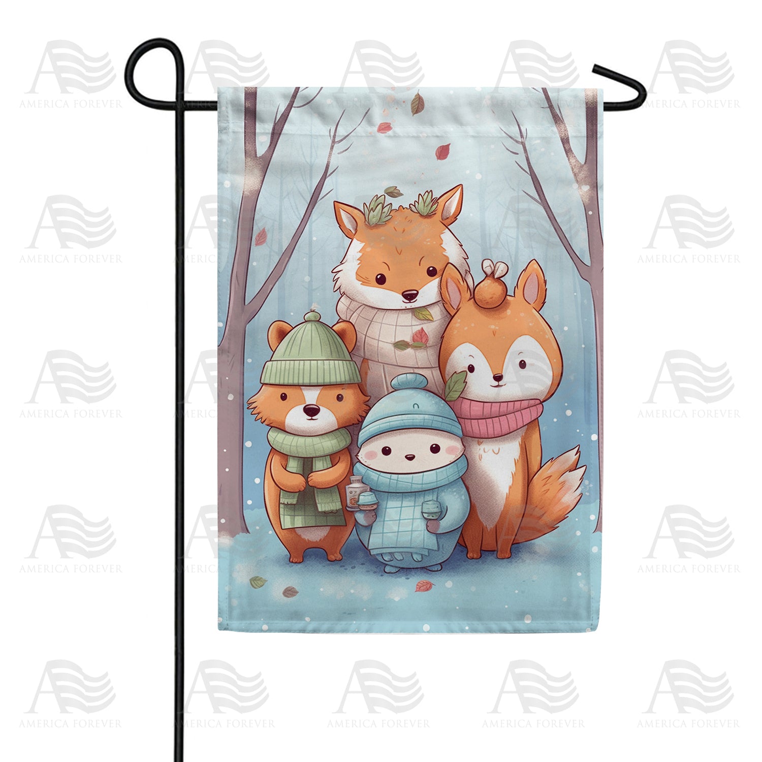 Wildlife Ready For Winter Double Sided Garden Flag