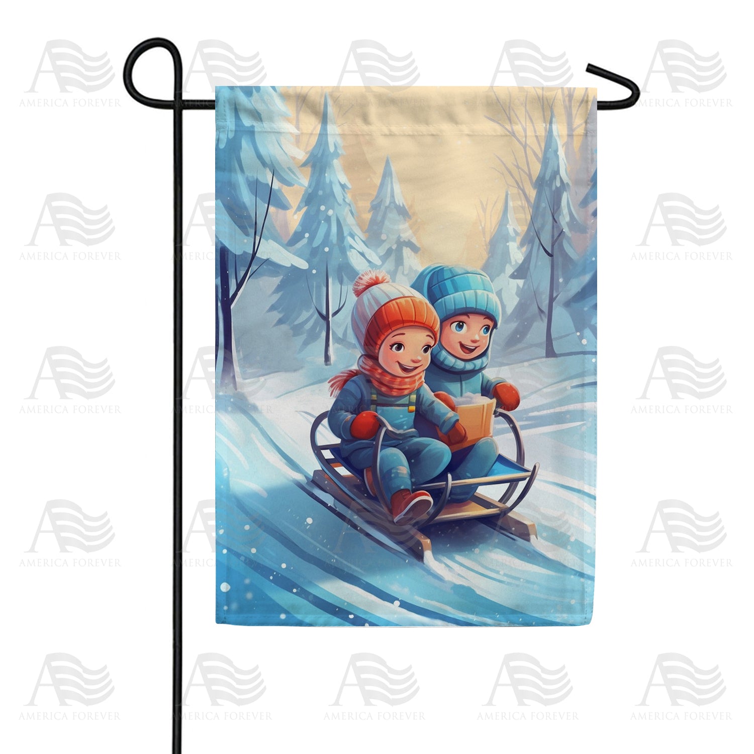 Toboggan For Two Double Sided Garden Flag