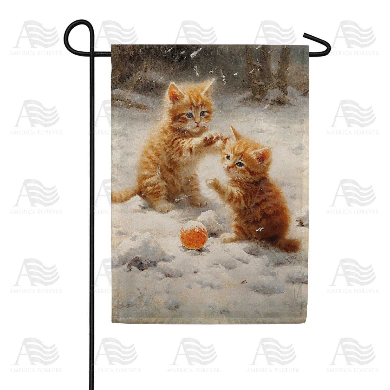 Kittens' First Snow Double Sided Garden Flag