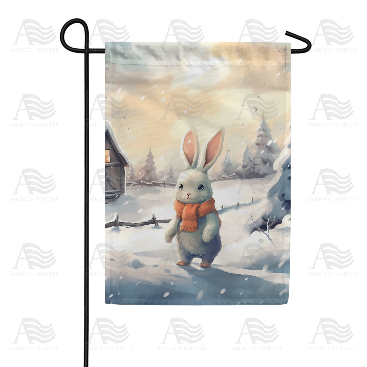 Snow Bunny Double Sided Garden Flag