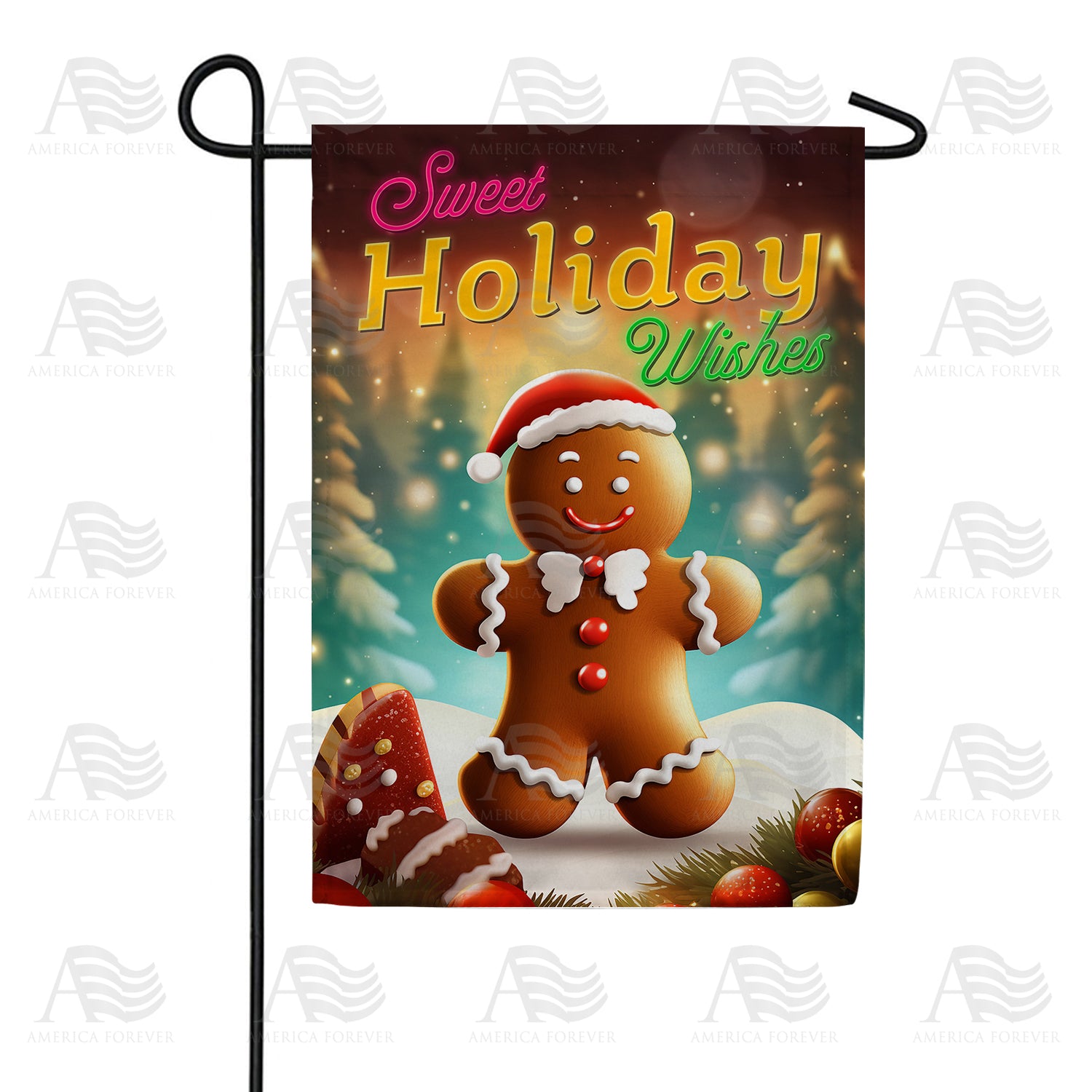 Sweet Holiday Wishes Double Sided Garden Flag