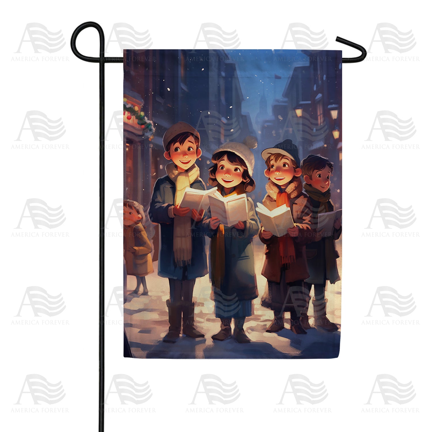 Young Carolers Double Sided Garden Flag