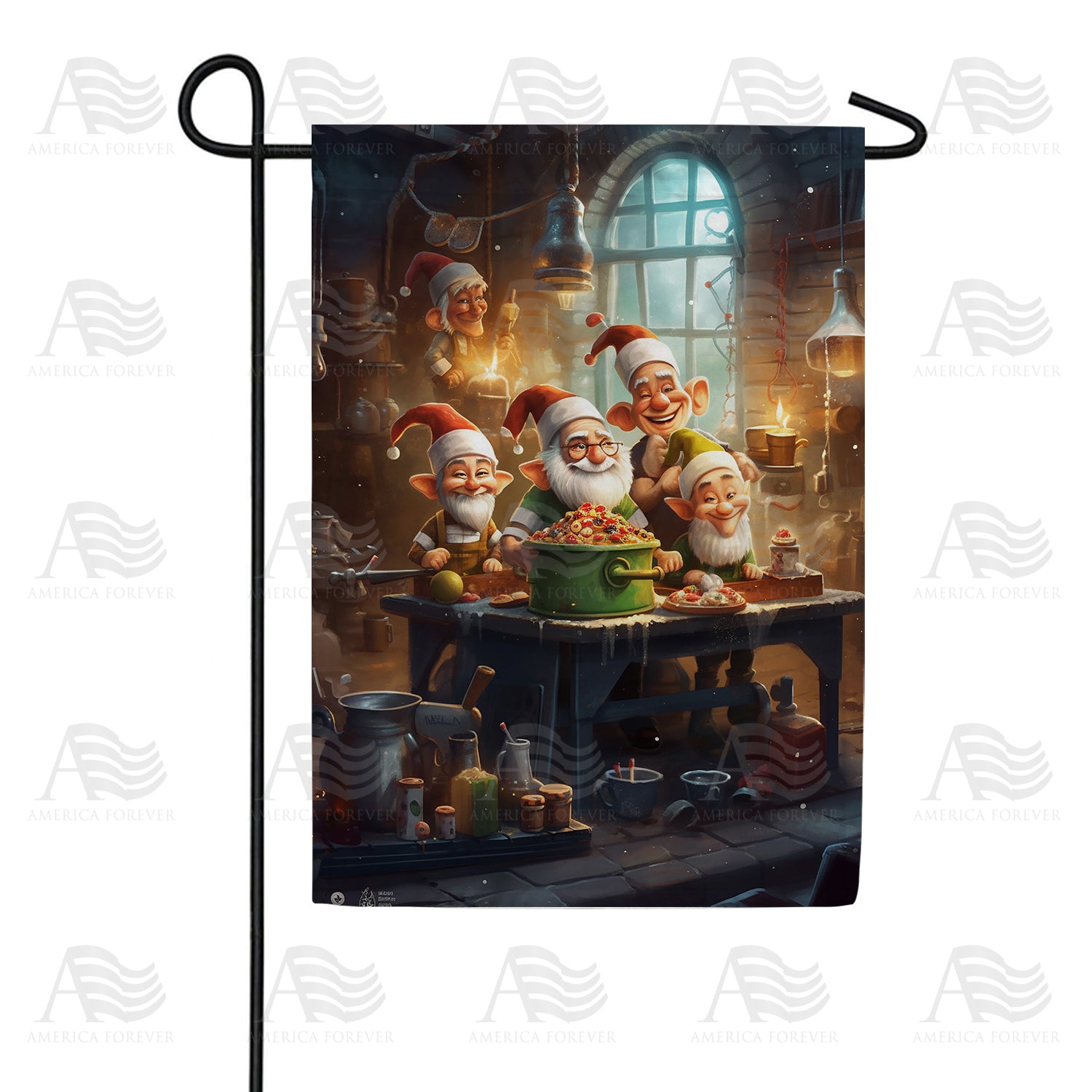 Elves Magical Kitchen Double Sided Garden Flag