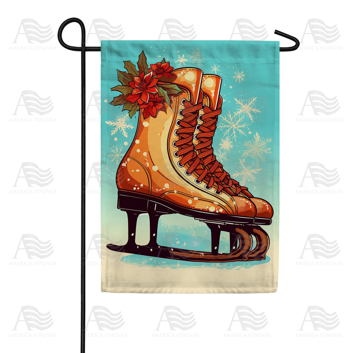 Winter Ice Skates Double Sided Garden Flag