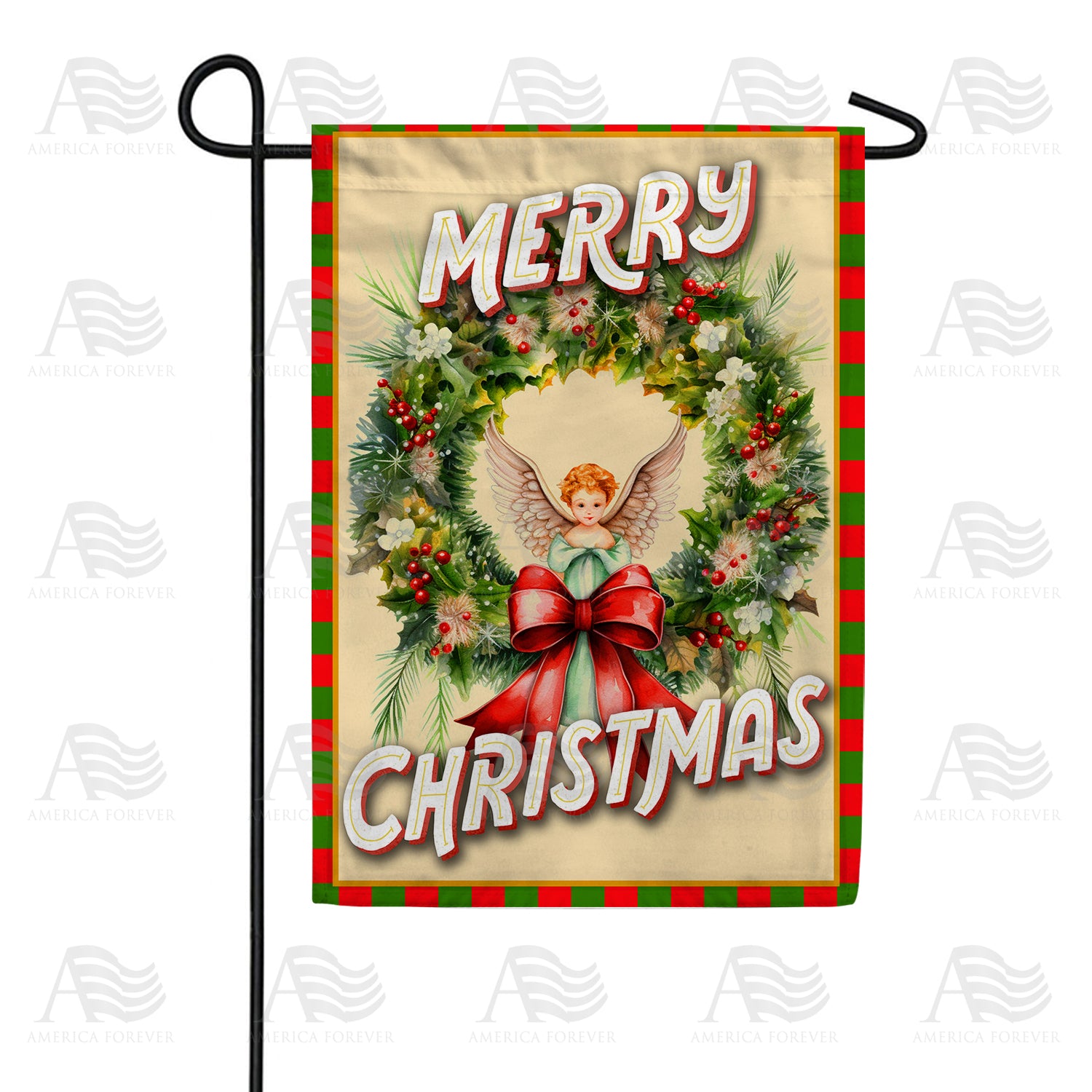 Christmas Angel Wreath Double Sided Garden Flag