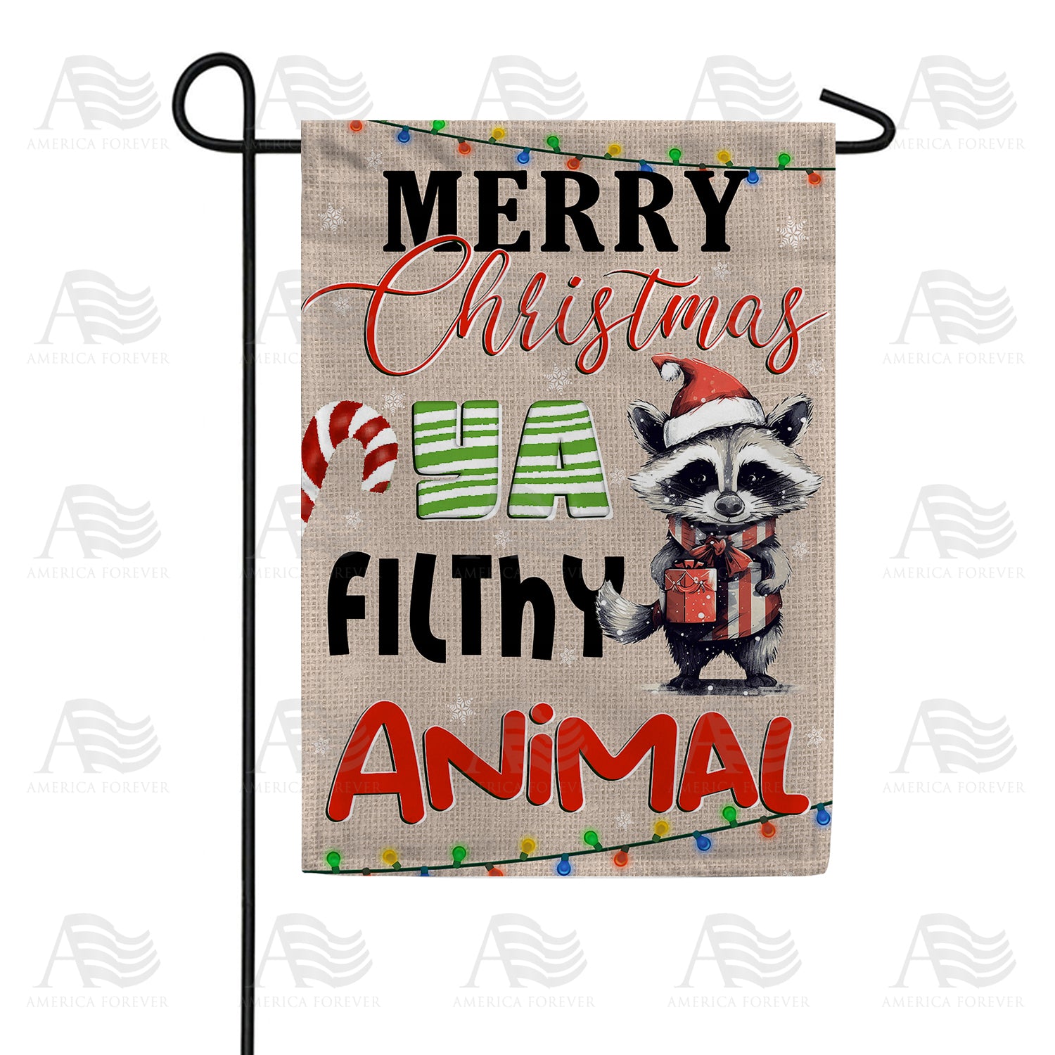 Christmas Raccoon Double Sided Garden Flag