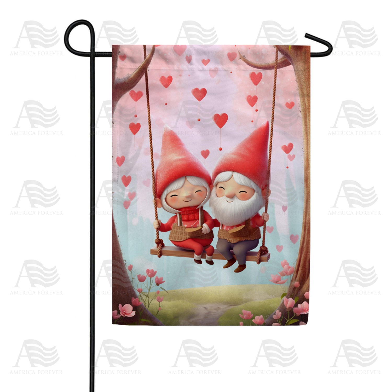 Love Gnomes Swing Double Sided Garden Flag