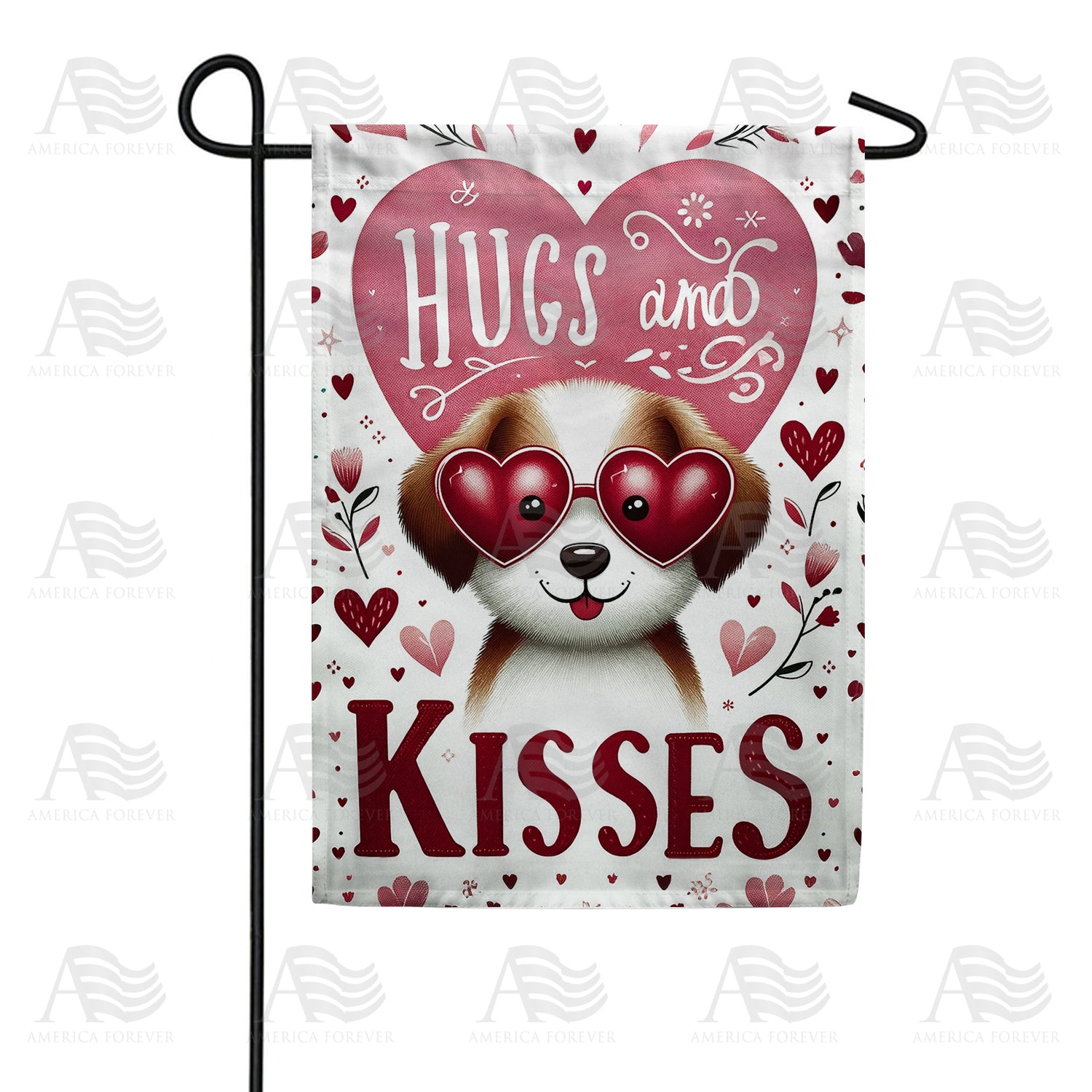 Puppy Love Hugs and Kisses Double Sided Garden Flag