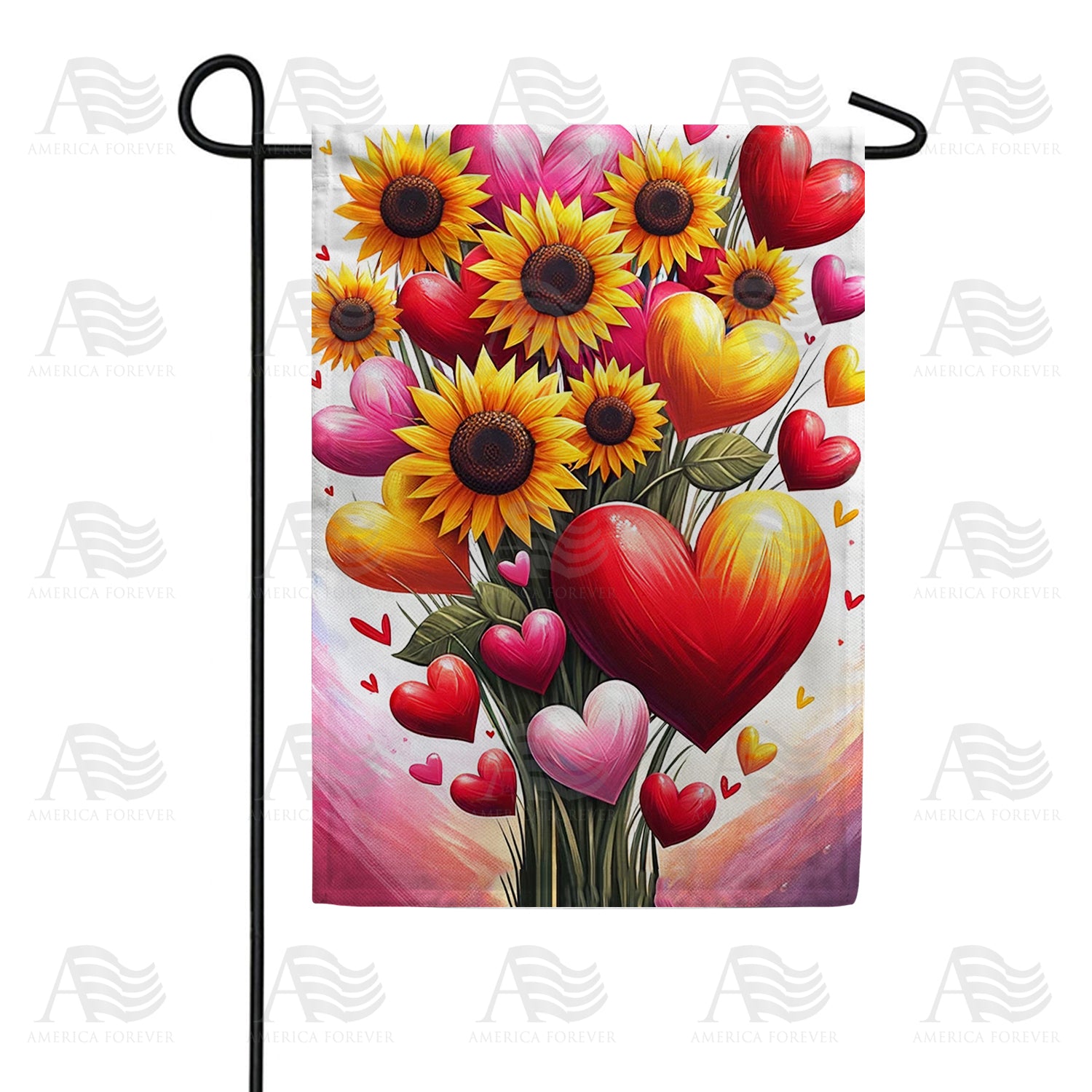 Sunflower Hearts Bouquet Double Sided Garden Flag