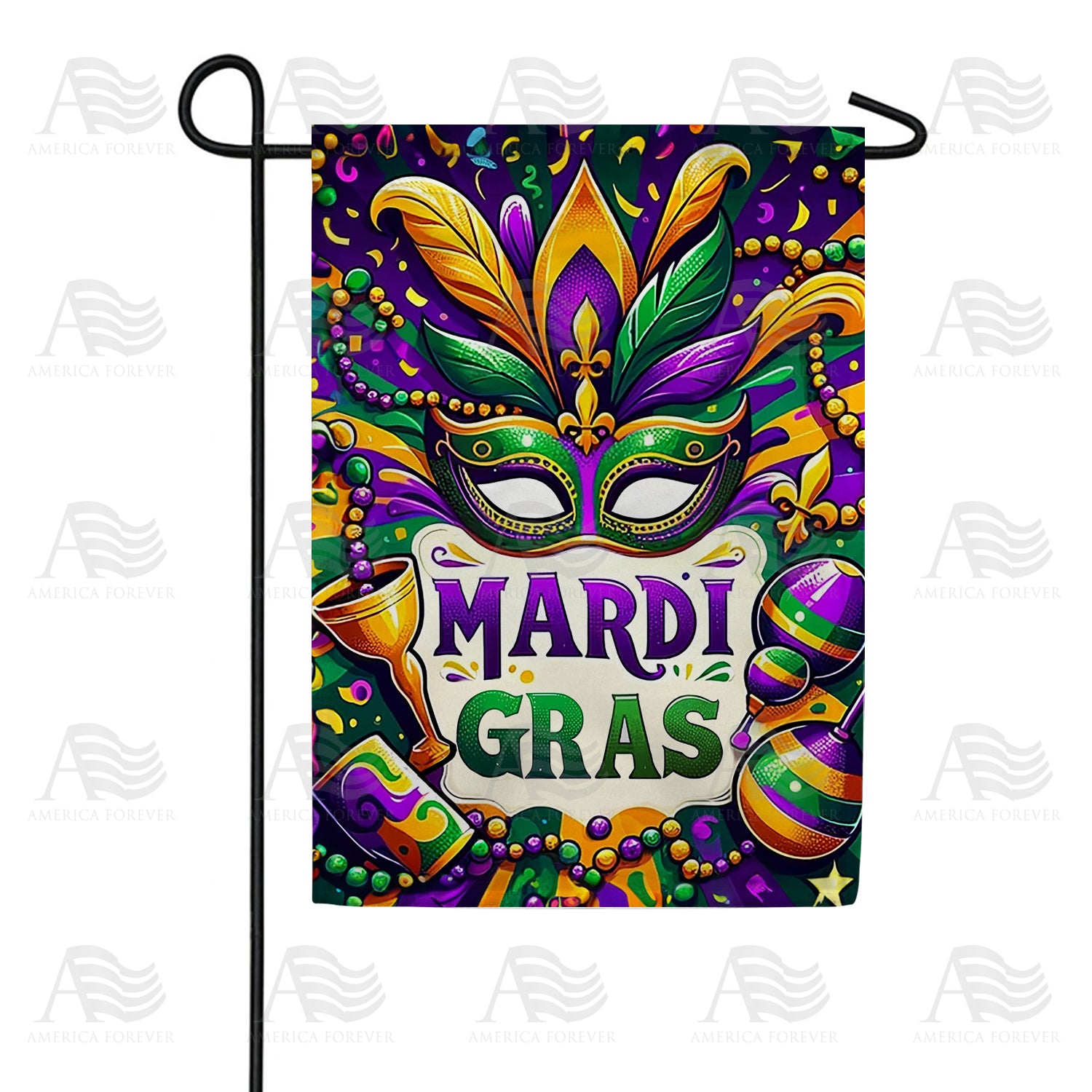 Mardi Gras Festivities Double Sided Garden Flag