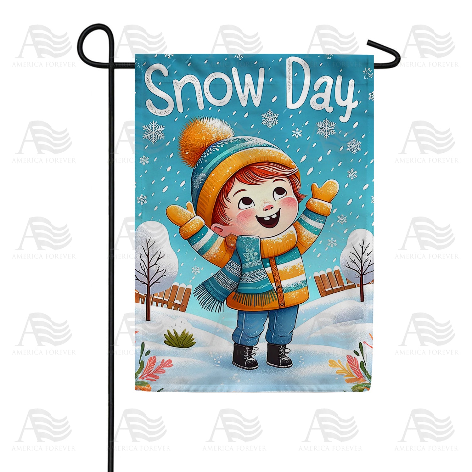 Joyful Snow Day Celebration Double Sided Garden Flag