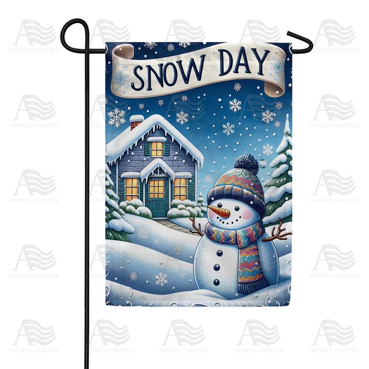 Snow Hydrant Flags America Forever Cozy Snow Day Greetings Double Sided Garden Flag: Flag ...