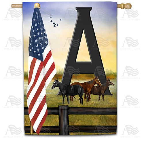 American Country Sunrise Monogram Double Sided House Flag