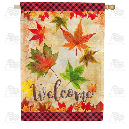 Fall Leaves Welcome Autumn Double Sided House Flag