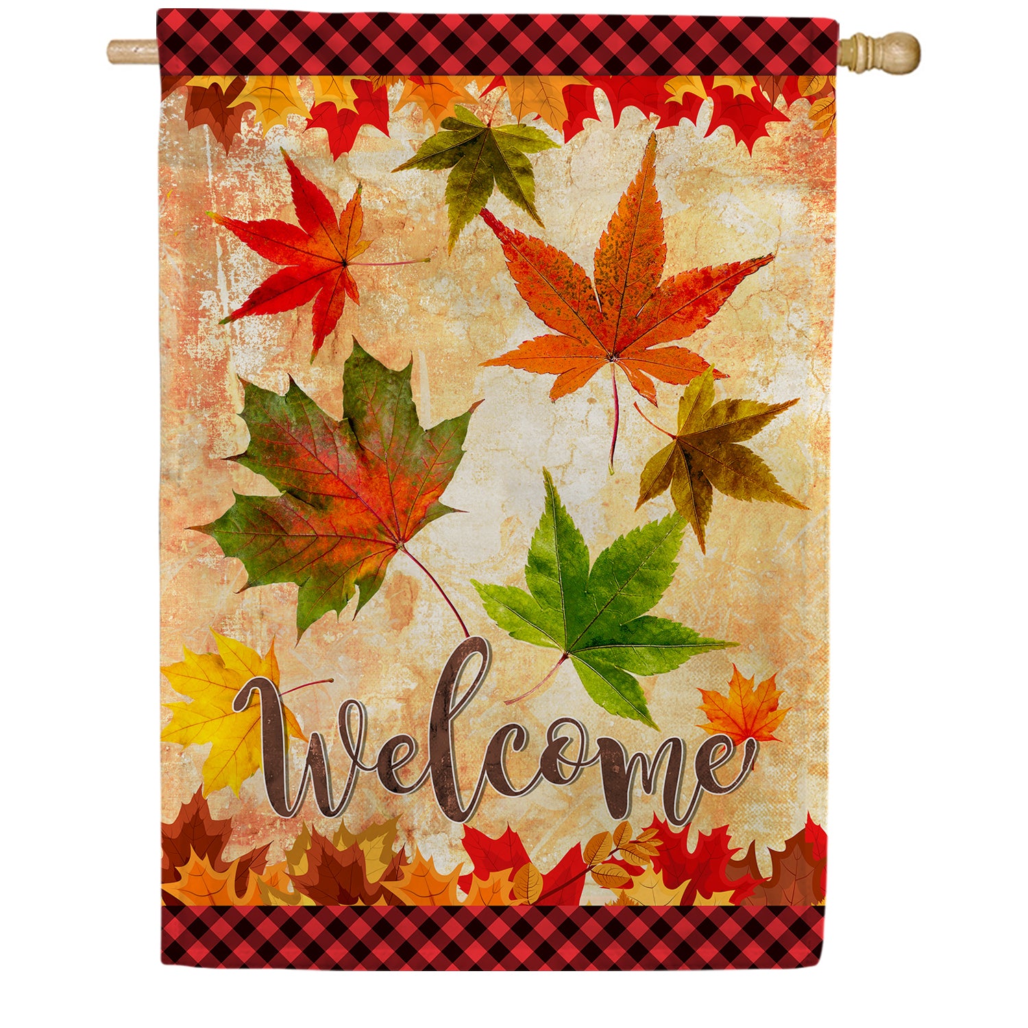 Fall Leaves Welcome Autumn Double Sided House Flag