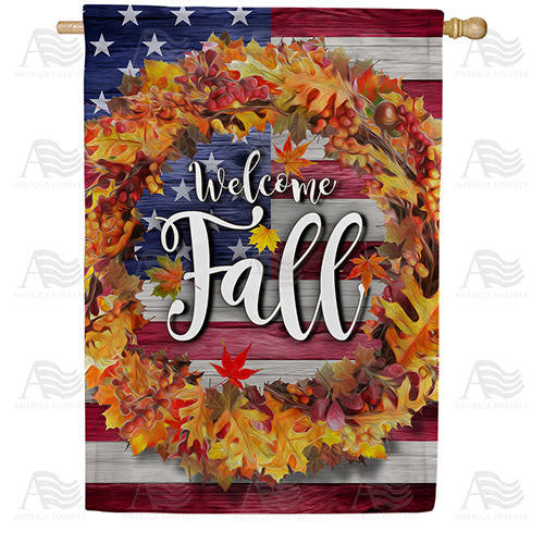 Patriotic Fall Welcome Double Sided House Flag