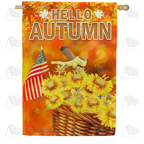 Autumn Flowers Bike Basket Double Sided House Flag
