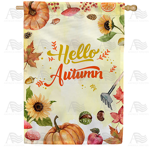 Hello Autumn Double Sided House Flag