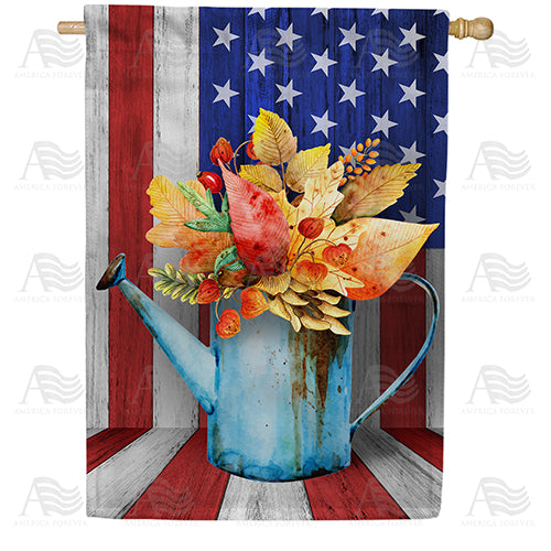 Old Fall Watering Can Double Sided House Flag